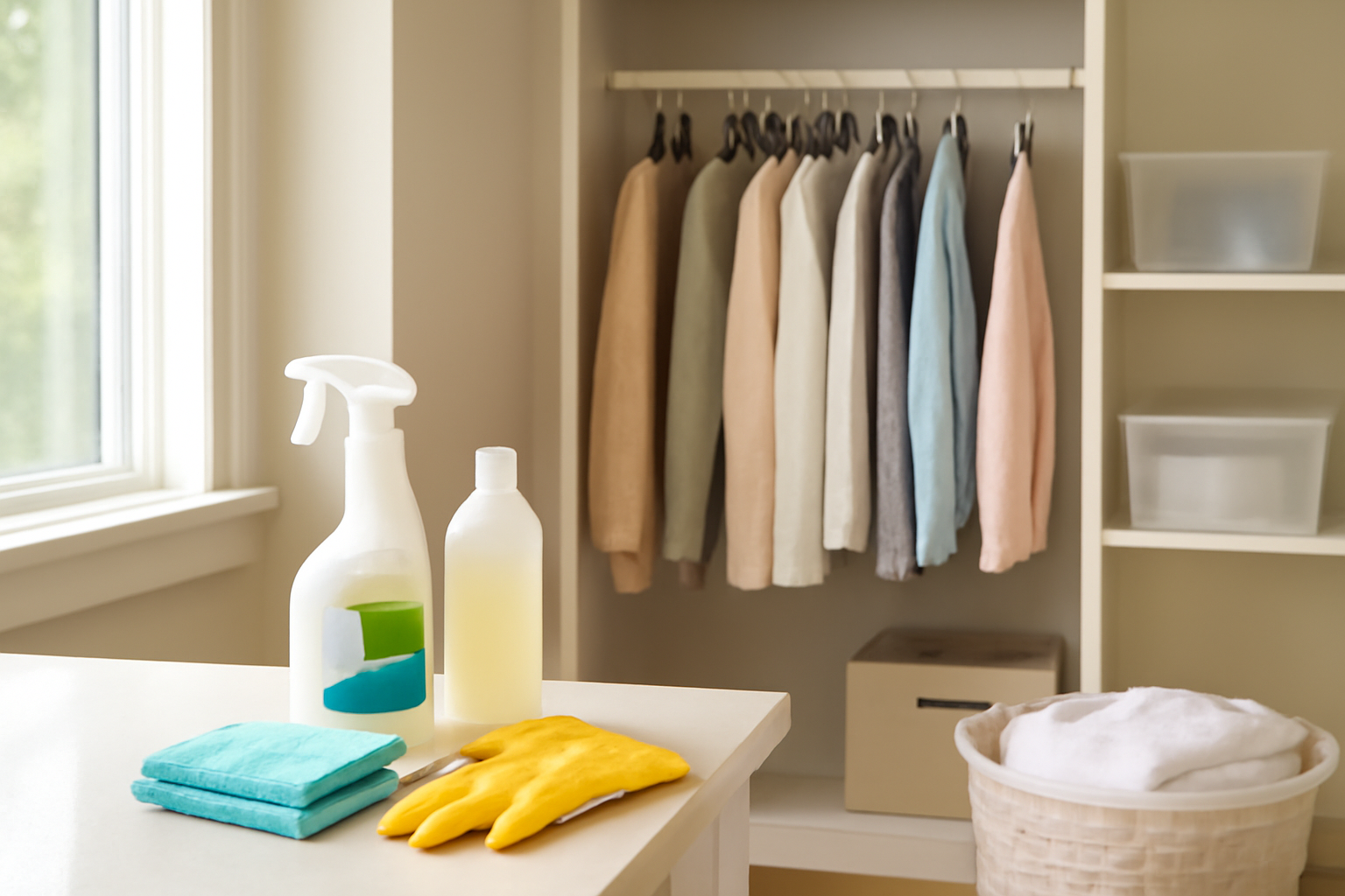 How to Deep Clean and Organize a Small Closet Wardrobe Safely illustration