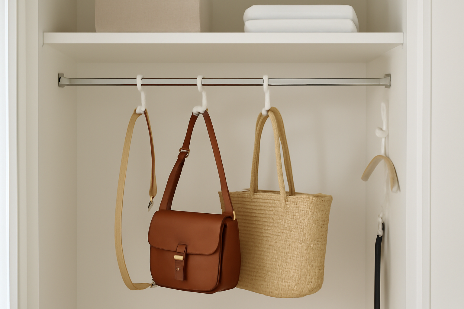 How to Use Tension Rods and Hooks to Maximize Closet Storage Without Drilling illustration