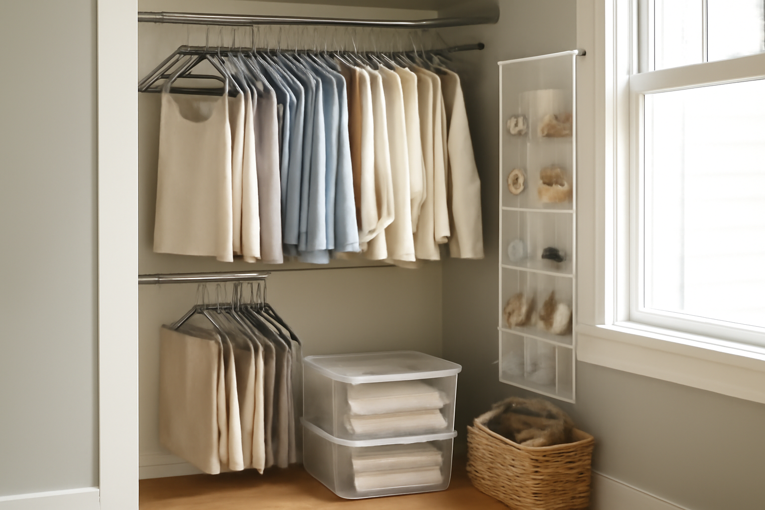 How to Organize a Closet with No Shelves: A Step-by-Step Guide to Maximize Space Using Only Rods and Floor Storage illustration