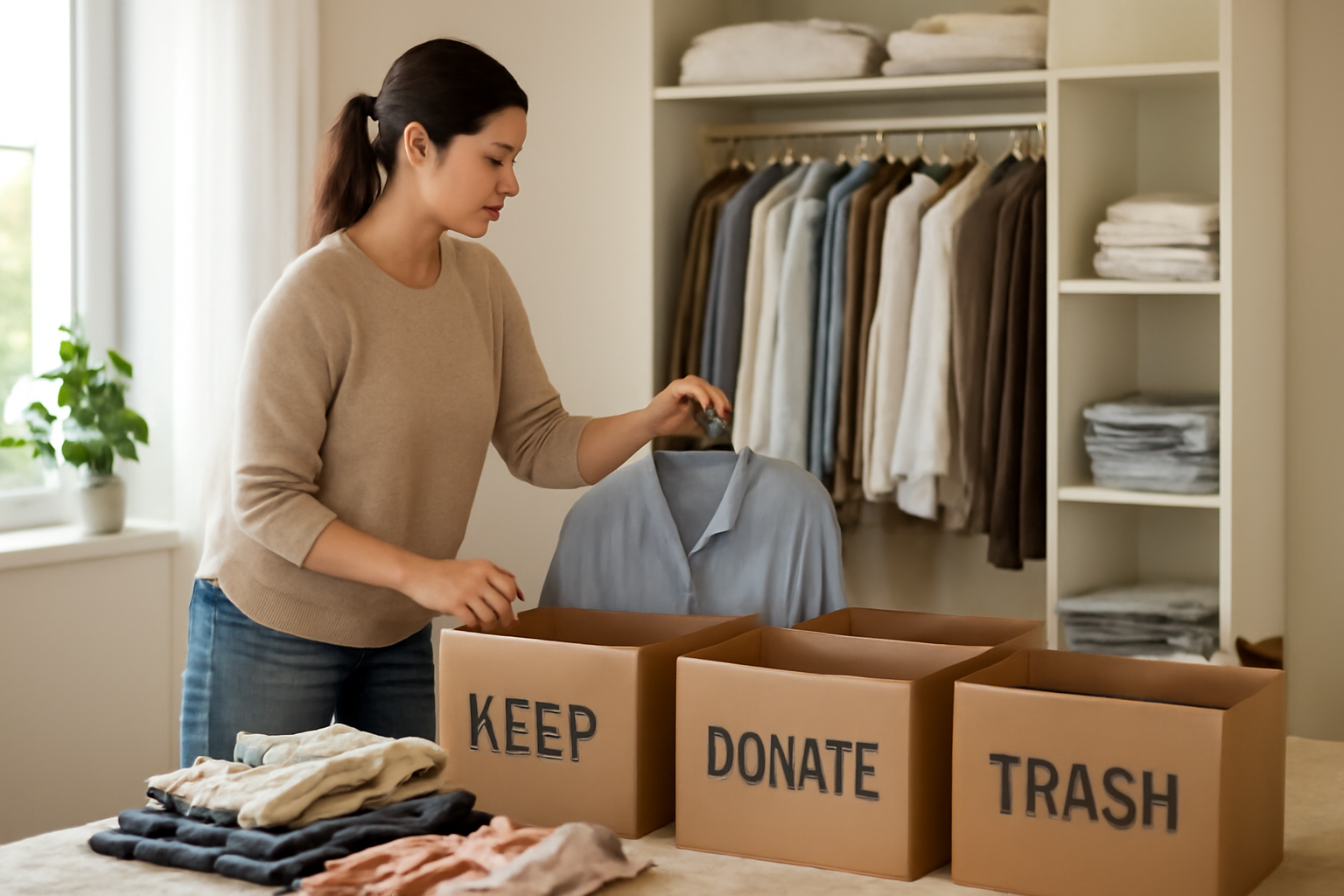 How to Declutter Your Wardrobe in 30 Minutes: A Step-by-Step Guide to Stop Clothes Pileup illustration