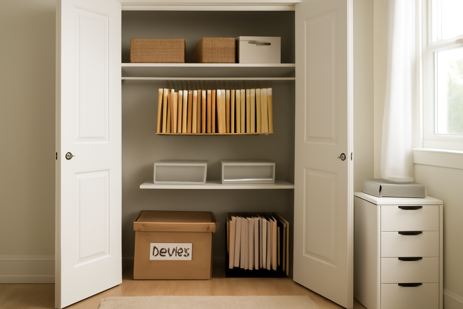 How to Convert a Bedroom Closet into a Home Filing System for Paper Clutter Control illustration