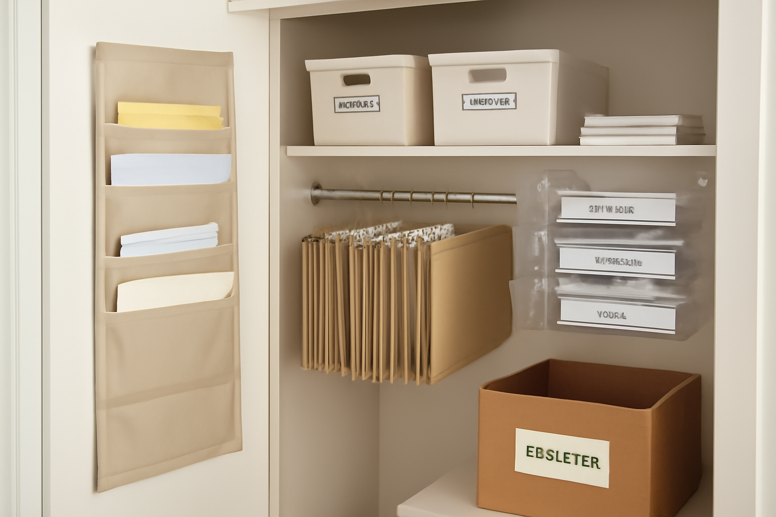 How to Organize Your Closet for Paper Clutter: Turn a Small Closet into a Paper Management Hub illustration